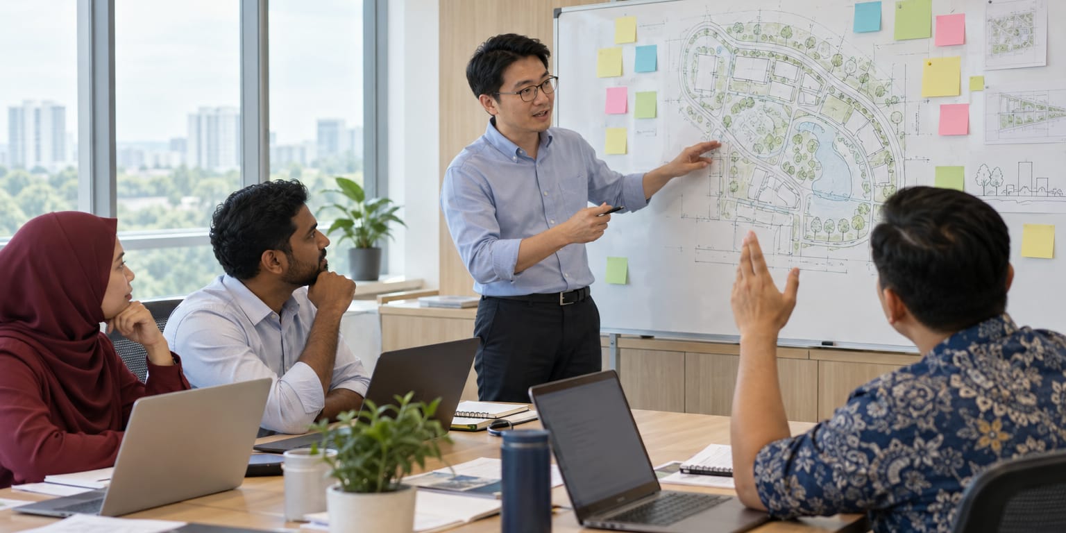 A consultant running a planning workshop with agency staff